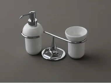 LUX - Ceramic Bathroom soap dispenser / toothbrush holder _ BLEU PROVENCE